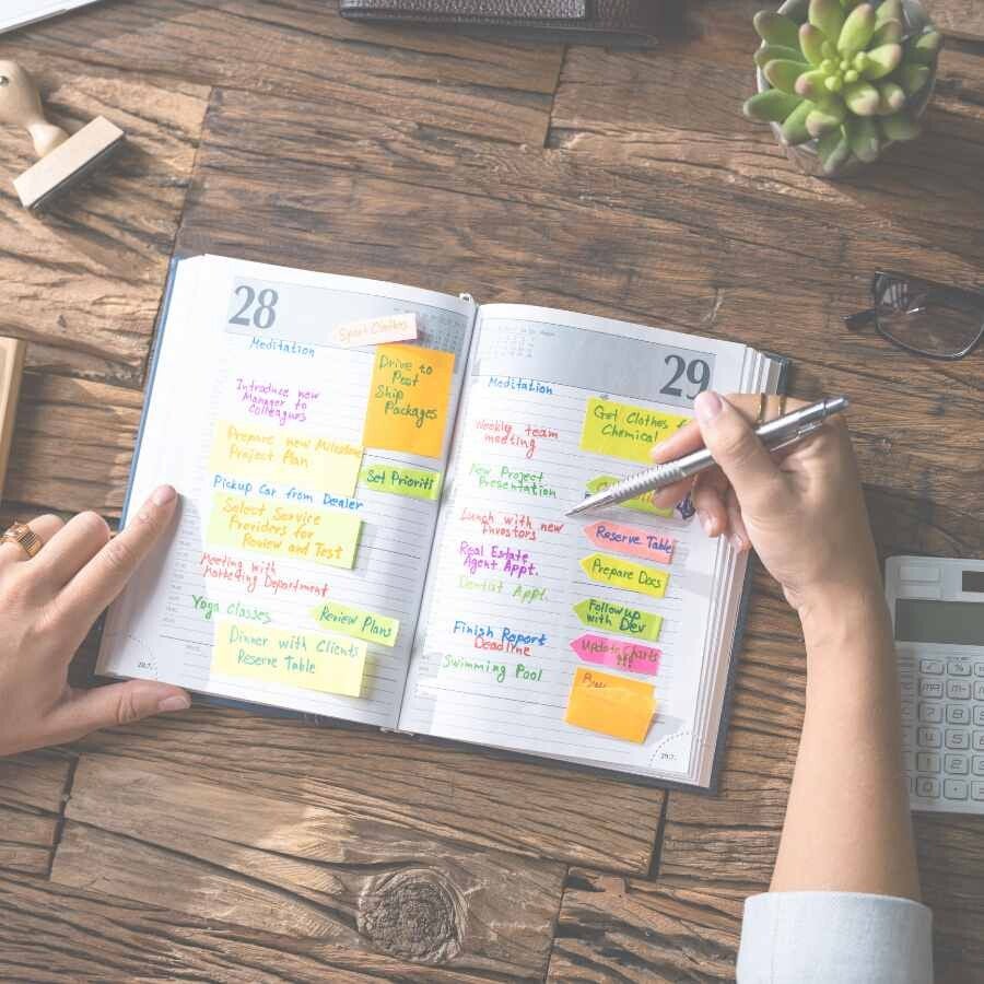 Agenda com cores para empreendedores