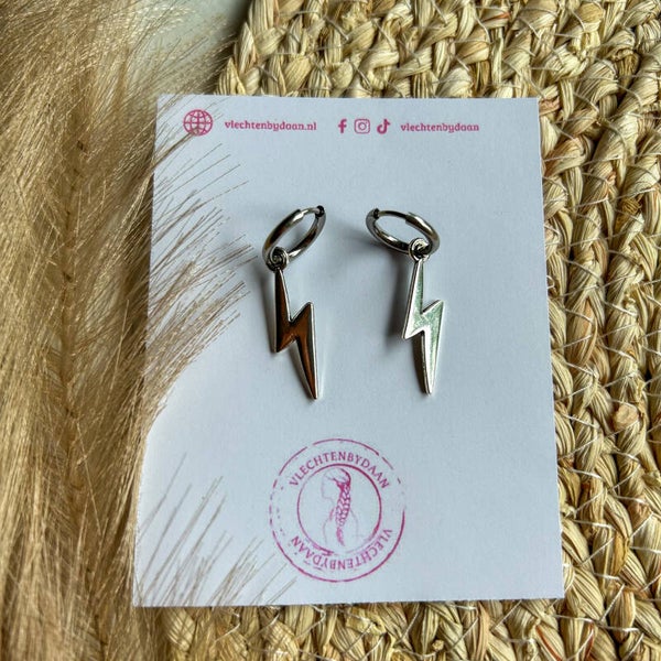 Oorbel bliksem - zilver