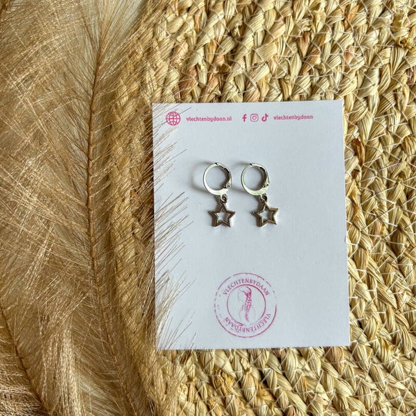 Oorbel ster - zilver