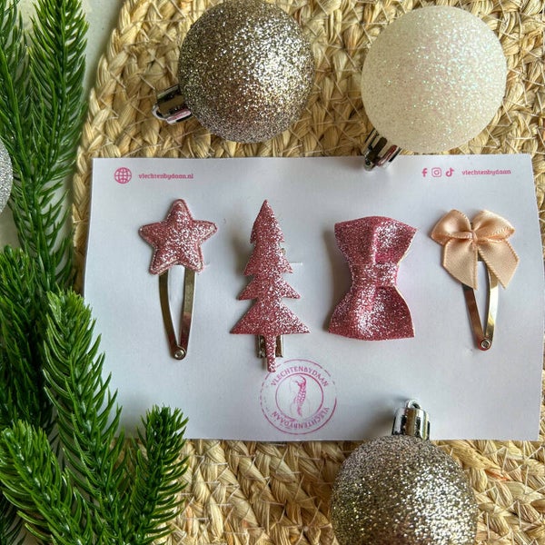 Set glitter roze