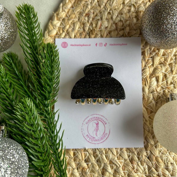 Haarklem zwart glitter