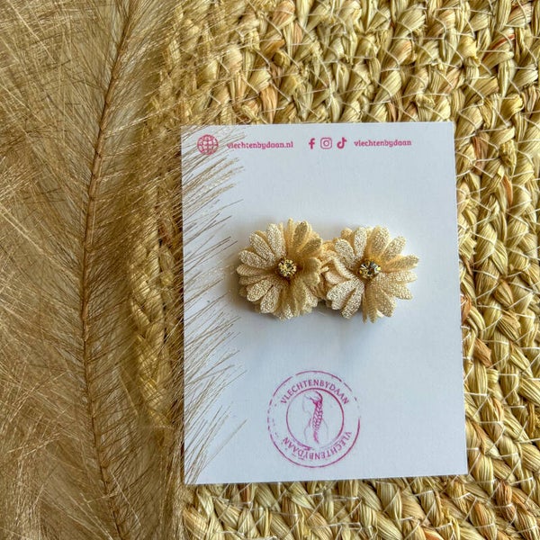 Babyclipje pompom bloem glitter
