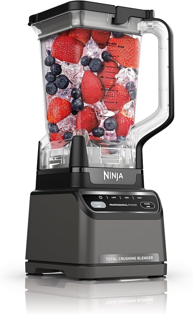 NINJA Licuadora Profesional, 1200 Vatios, Programa Auto-iQ, Cuchillas Total Crushing, Jarra de Licuadora de 72 Oz, 4 Velocidades, Licuados y Bebidas Congeladas, Negro, BR201AMZ