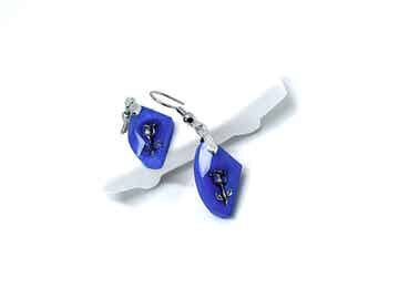 Boucles d'oreilles bleues royal triangulaires