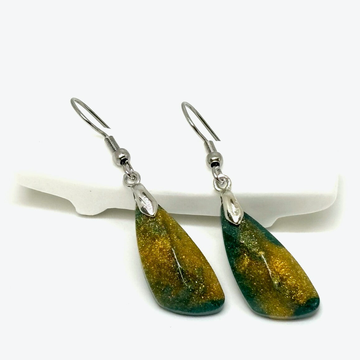 Boucles d'oreilles vert et or géométriques