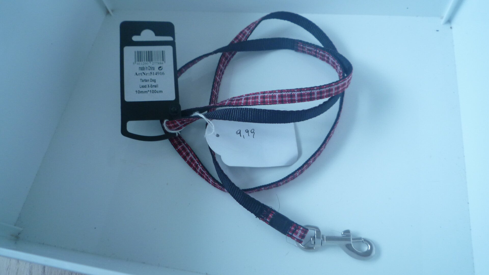 Leiband Karlie flamingo rood met vakjes 100 cm