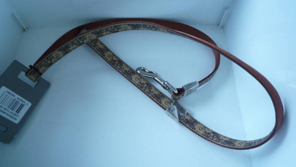 Leiband Zolux bruin met bloemenpatroon 120 cm