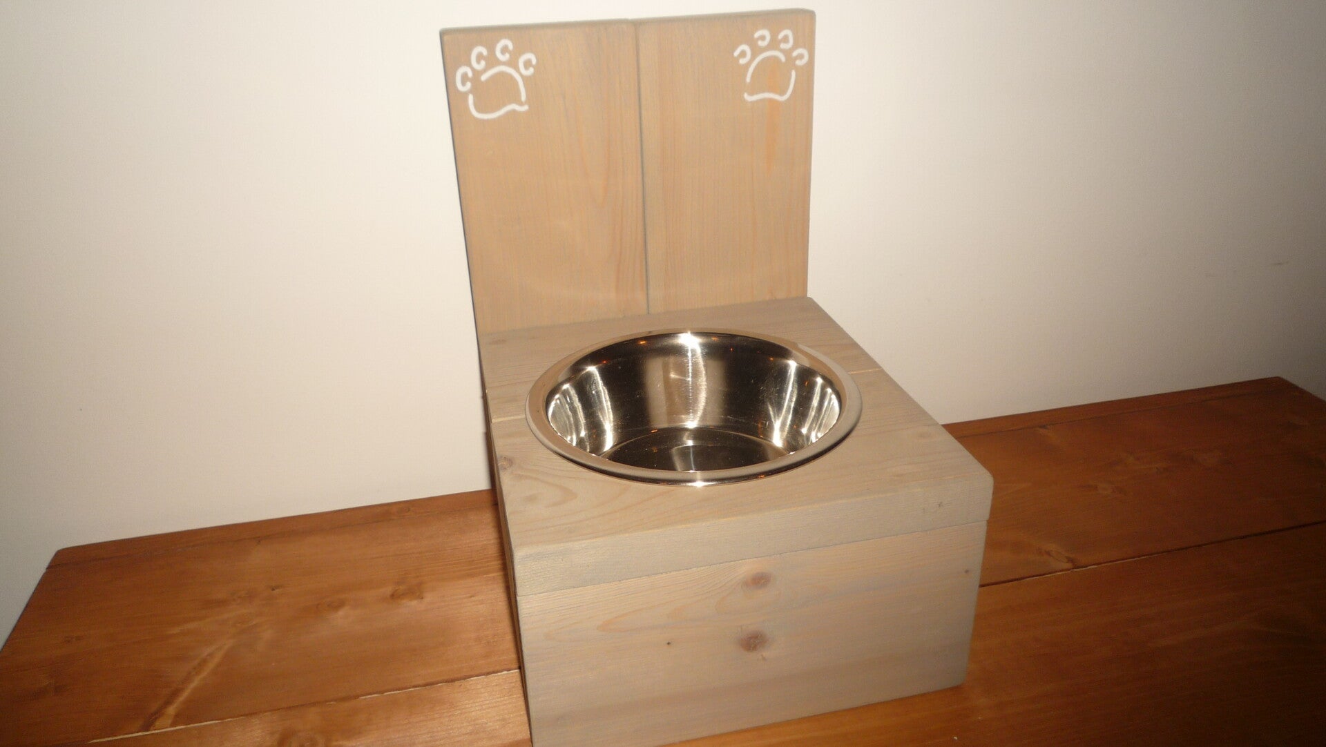 Hondenvoer/drinkbak Steigerhout enkel klein