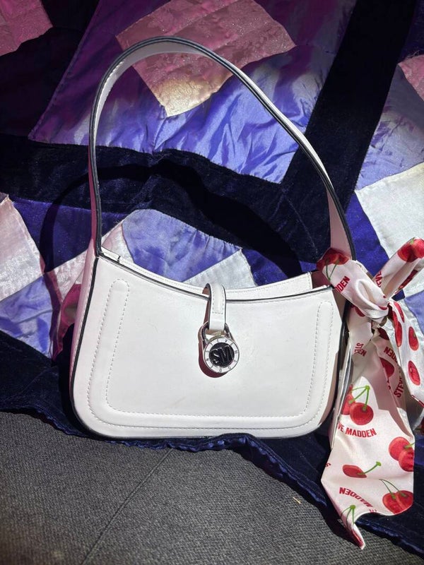 Steve Madden White Shoulder Bag with cherry scarf