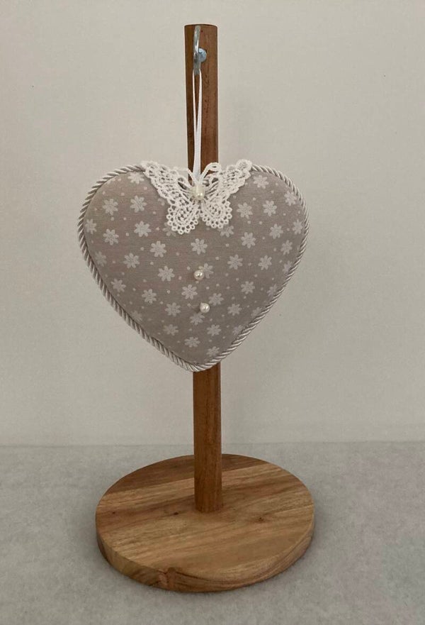 Charming Floral Fabric Heart Ornament