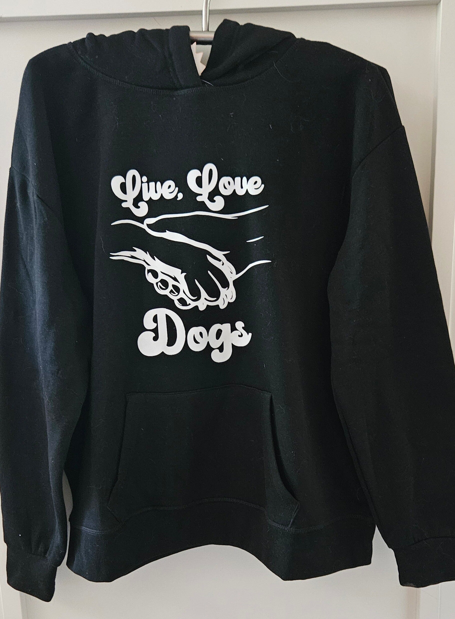Hoodie bedrukt Live, Love Dogs