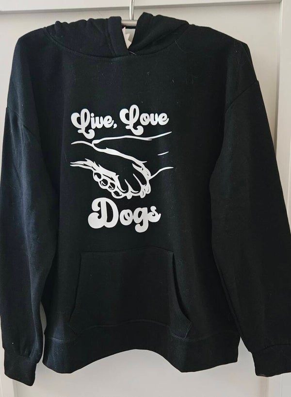 Hoodie bedrukt Live, Love Dogs