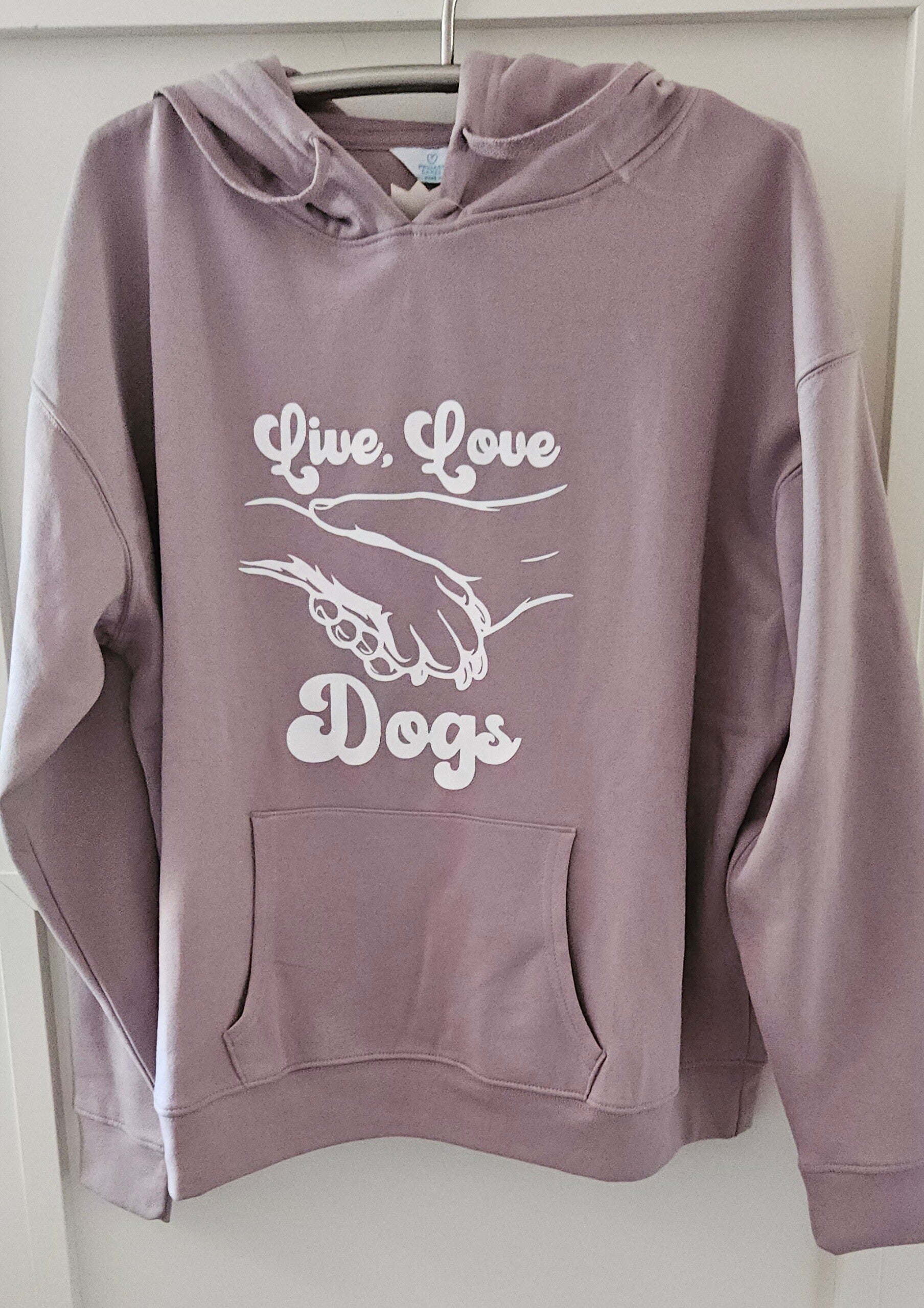 Hoodie met print Live, Love Dogs
