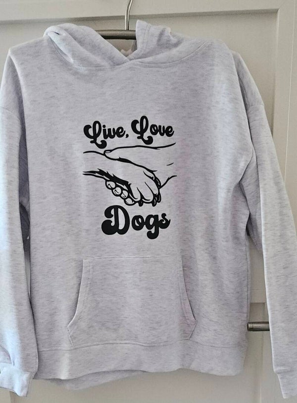 Hoodie bedrukt Live Love Dogs