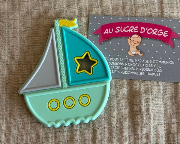 Anneau de dentition Bateau vert menthe