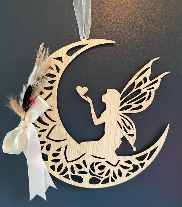 Déco FEE ASSISE SUR LA LUNE