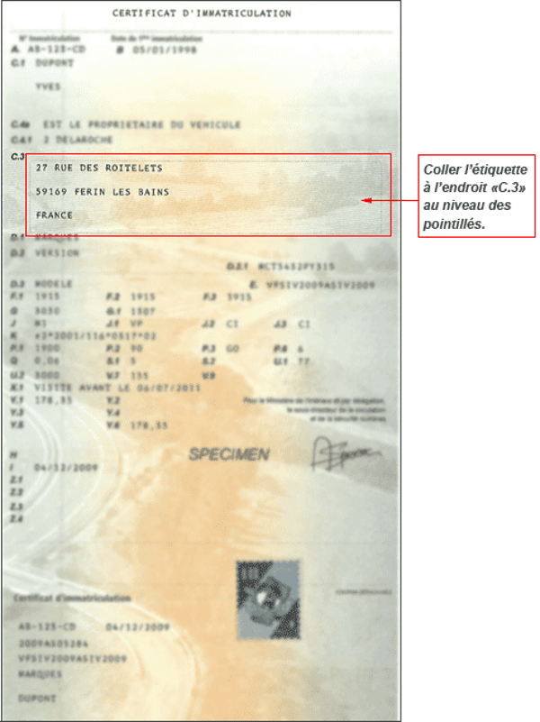 Changement d'adresse carte grise