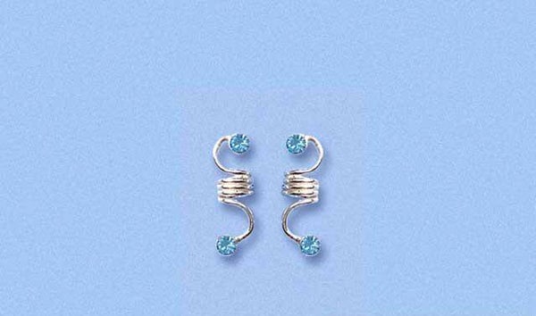 Boucles d'oreilles ressort cristaux bleu en argent 925