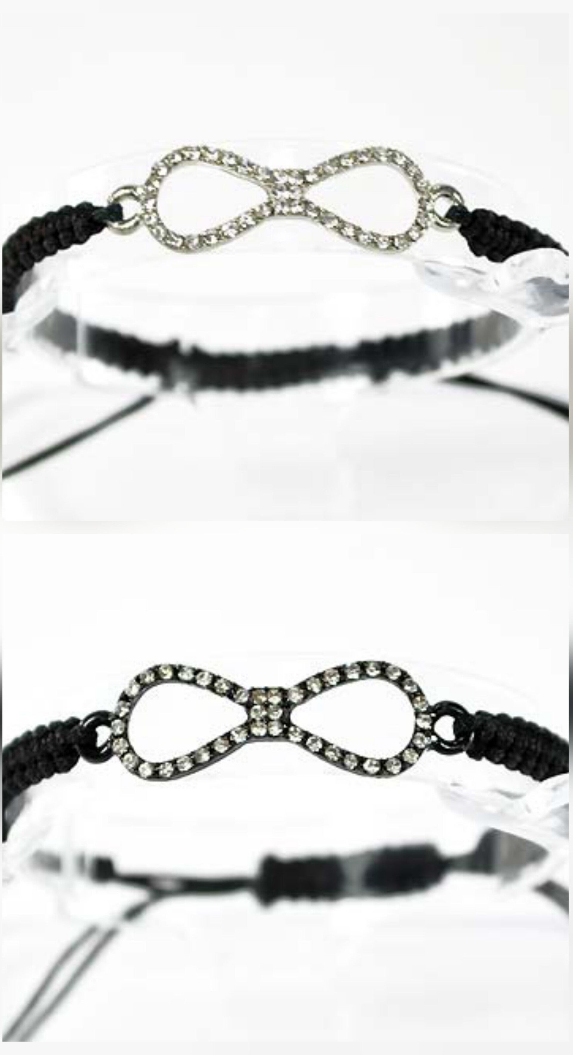 Bracelets shamballa nœud strassé de 2 différentes couleurs