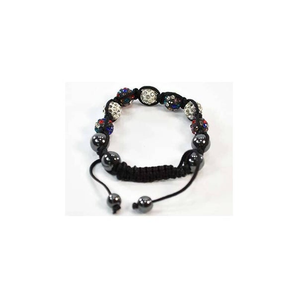 Bracelet shamballa 7 boules blanches et multi-couleurs