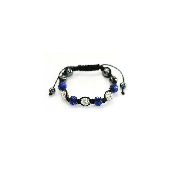 Bracelet shamballa 7 boules blanches et bleues