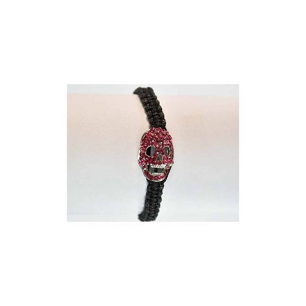 Bracelets shamballa tête de mort strassée de différentes couleurs + 2 perles hématites