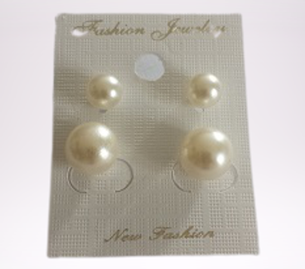 Lot de 2 paires de boucles d'oreilles puce fausse perles fantaisie