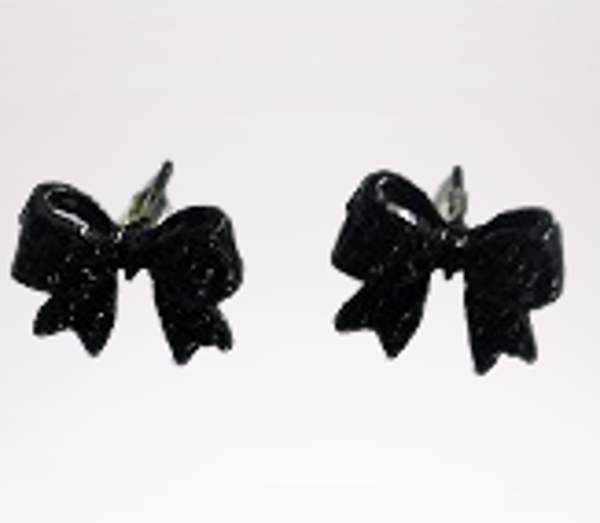 Boucles d'oreilles forme nœud papillon noir fantaisie
