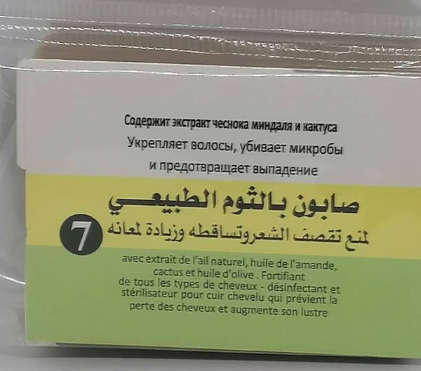 Savon artisanal d'Alep extraits d’ail, huiles d'amande et d'olive, cactus n° 7