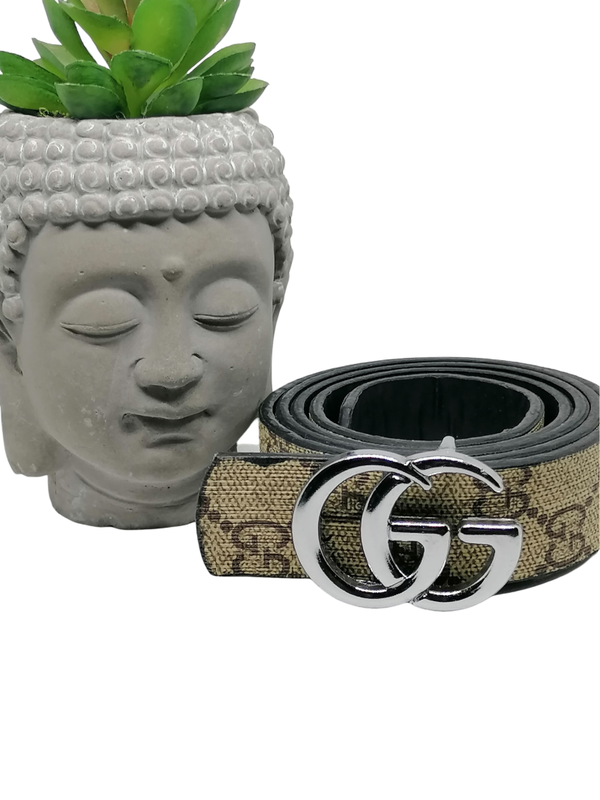 Ceinture GG beige/argentée n°1