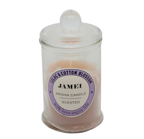 Bougie lilas et fleur de coton