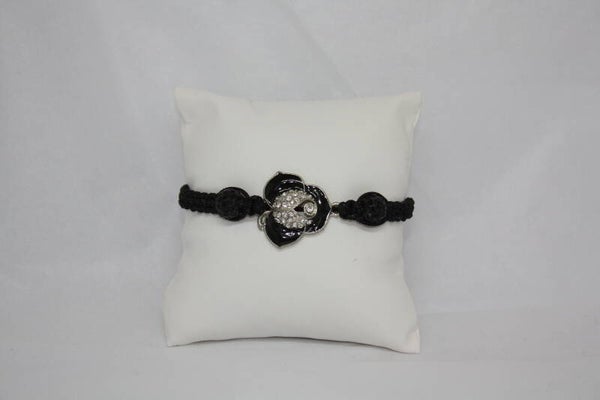 Bracelets shamballa fleur + 2 boules + 2 perles hématites