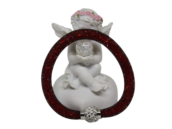 Bracelet Shamballa aimanté résille noir rempli de strass rouge