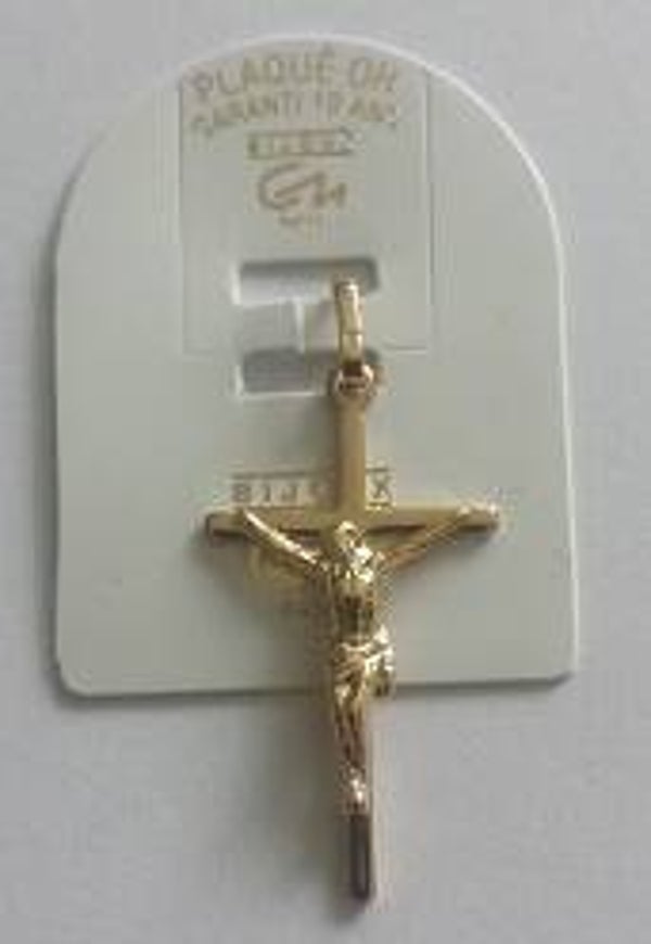 Pendentif religieux croix en plaqué or