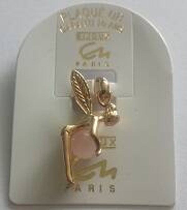 Pendentif fée avec perle quartz en plaqué or