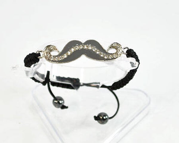 Bracelets shamballa moustache + 2 perles hématites