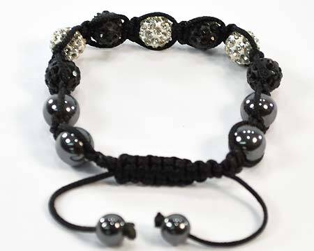 Bracelet shamballa 7 boules blanches et noires