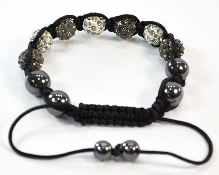Bracelet shamballa 7 boules blanches et grises