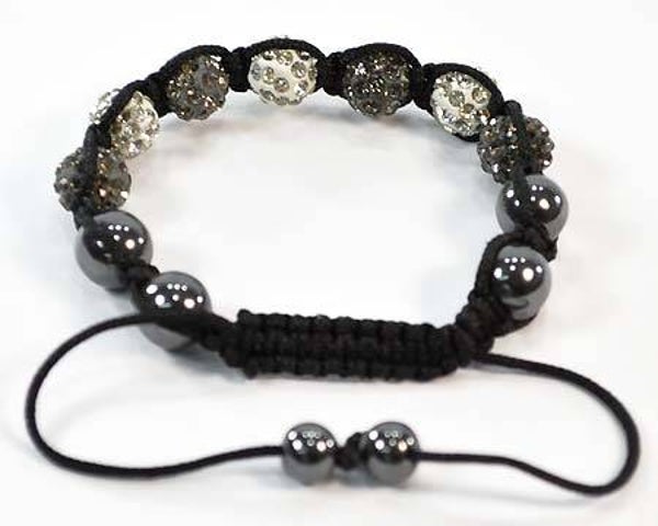 Bracelet shamballa 7 boules blanches et grises