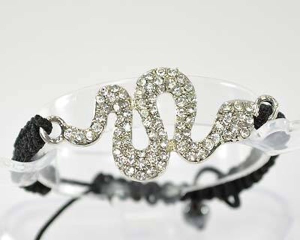 Bracelets shamballa serpent strassé de 2 différentes couleurs + 2 perles hématites