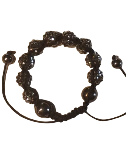 Bracelet Shamballa 9 boules grises anthracite