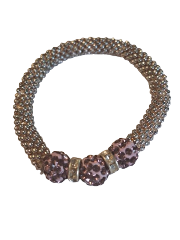 Bracelet Shamballa 3 boules parme ou rose