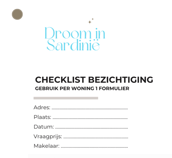 Checklist bezichtiging woning Sardinie