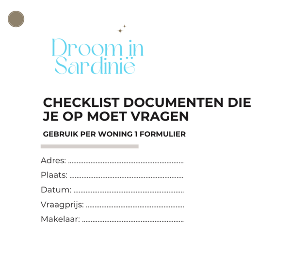 Checklist Documenten Woning Sardinië | PDF Download