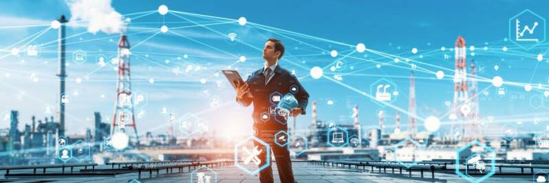 Symbolbild einer Person mit verschiedenen Branchen, die Rohstoffaktien darstellen