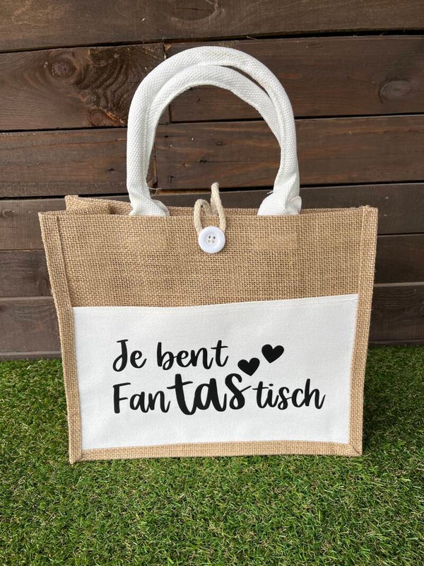 Jute tas met tekst
