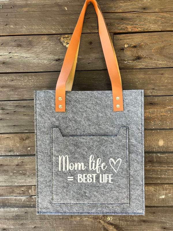 Vilten shopper met mama-quote