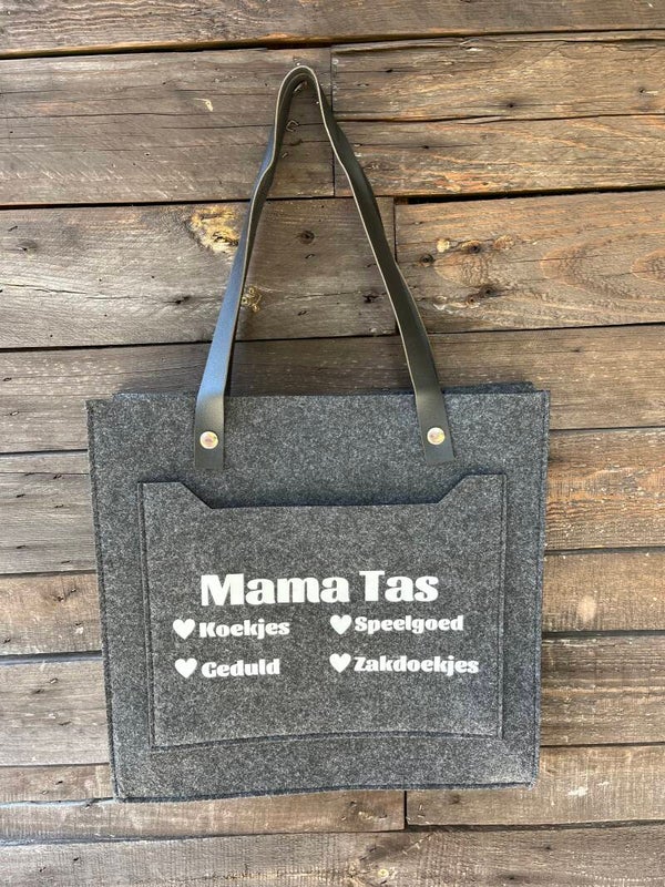 Vilten mama shopper Zwart