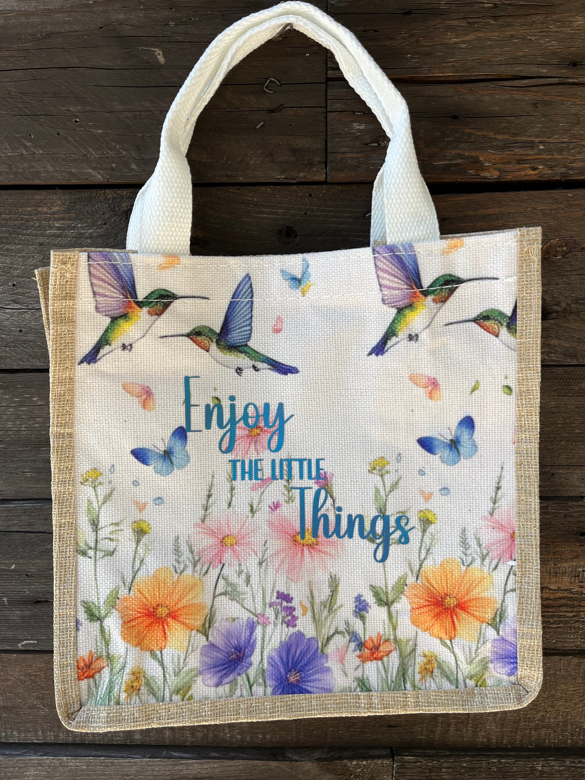 Jute shopper met print