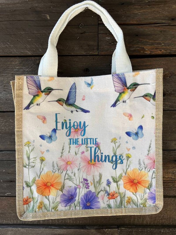 Jute shopper met print